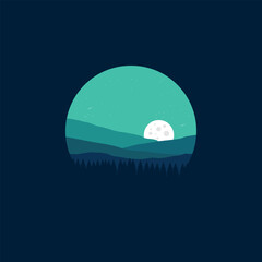 natural landscape in a circle illustration vector.