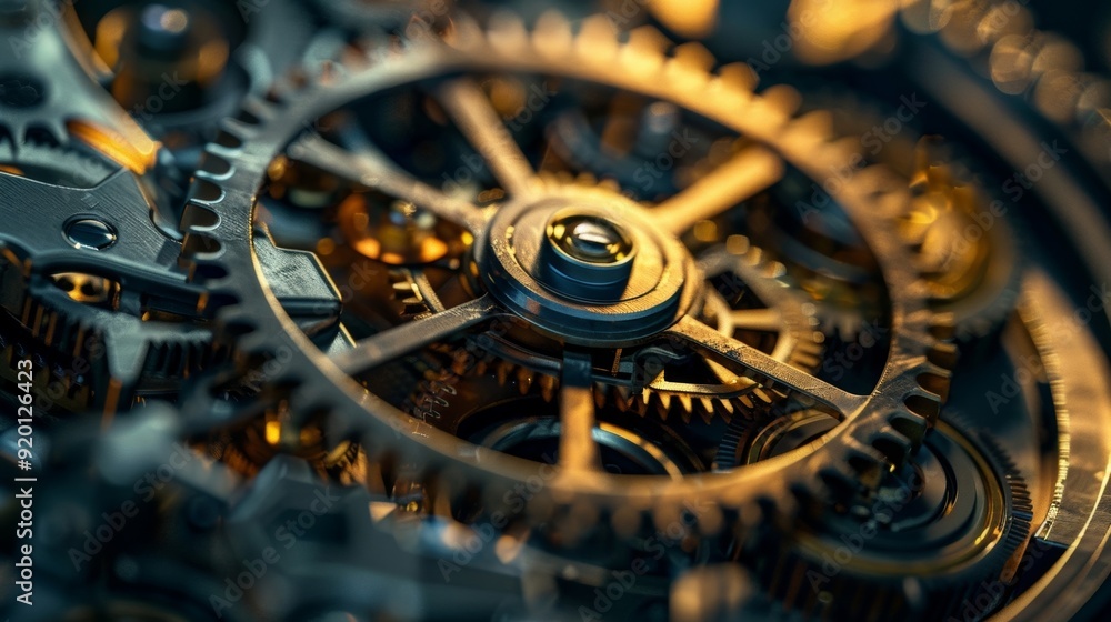 Poster upclose shot of the intricate gears inside an automatic gear shifter demonstrating the complex mecha