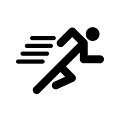 Running icon in black, outline style and transparent background