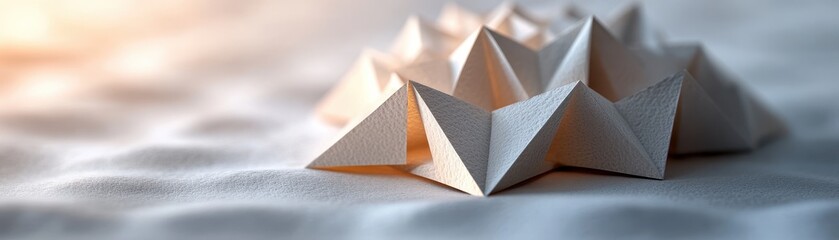 Abstract Geometric Paper Art with Soft Lighting and Shadows in a Minimalistic Setting