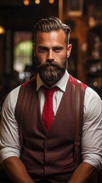 Barbero moderno con vestimenta vintage 