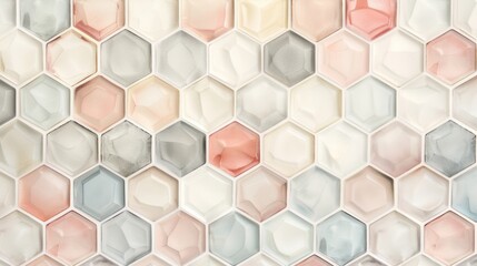 Fototapeta premium The harmony of nature and geometry come together in this mesmerizing honeycomb pattern. Soft pastel hues and clean lines create a sense of balance and tranquility.