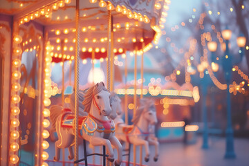 Background of a merry-go-round shining at night
