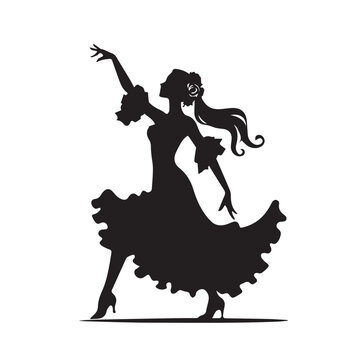 black silhouette flamenco dancer clip art preview
