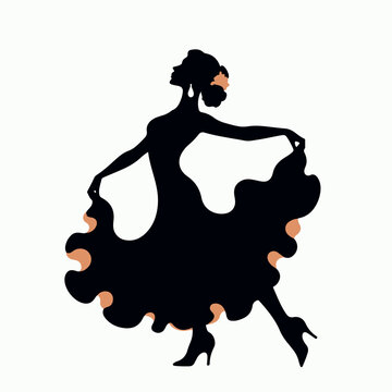 black silhouette flamenco dancer clip art preview
