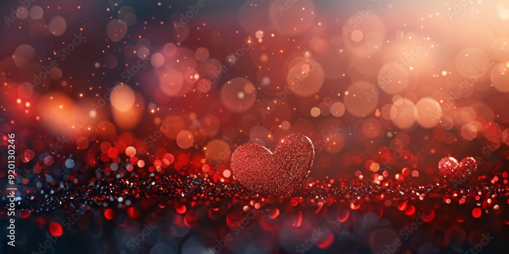 Aufkleber a dazzling and beautiful display of shimmering hearts accompanied by enchanting bokeh lights, ideal 