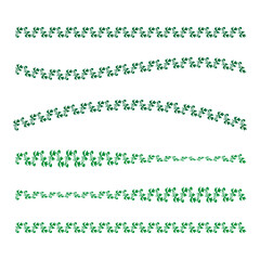 Obraz premium Green floral border patterns. Decorative nature lines. Repeating leaf designs. Vector illustration.