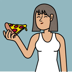 woman enjoying a delicious pizza