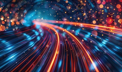 Light trails and bokeh patterns intertwining to form a stunning abstract background with a sense of depth and motion