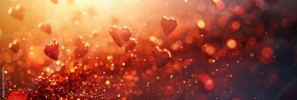 Aufkleber an enchanting and beautiful display of floating hearts accompanied by a sparkling, dreamy background