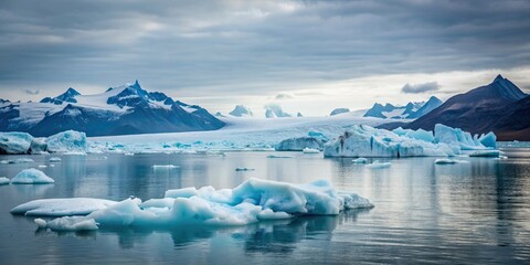 Landscape of iceberg in the ocean with mountains in the background, iceberg, ocean, mountains, landscape, nature, water, cold, snow