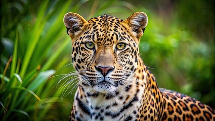 Fototapeta premium Sleek and powerful spotted leopard in the wild , wildlife, predator, feline, safari, hunting, camouflage, African, endangered