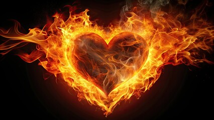 Heart ablaze with passion and intensity , anger, love, inner excitement, burning, fiery, emotions, intensity, intense, rage, flames