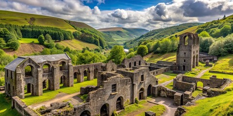 Ruins of 1790s Clydach Ironworks in South Wales Valleys , historic, industrial, heritage, architecture