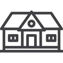 Simple vector building on the book outline icon on white background