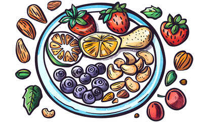 fruits and vegetable herbal concept  for background or 2d illustrator cartoon.
