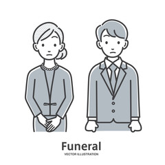 葬儀で故人を偲び悲しむ男性と女性