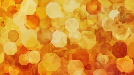A geometric pattern with hexagonal bubbles in warm shades of orange yellow and brown. The repetitive shapes create a sense of order and symmetry while the subtle color variations add
