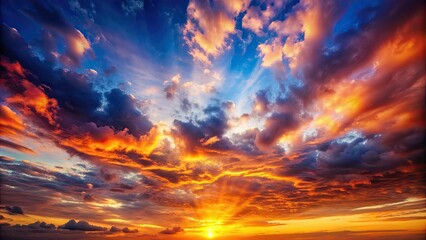 Obraz premium Dramatic sunset sky background overlay perfect for sky replacement, sunset, sky, dramatic, clouds, colorful, vibrant
