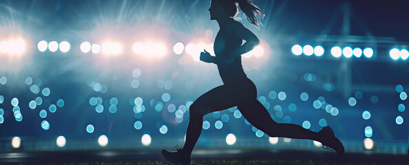 Determined young runner during a strenuous exercise running on a stadium on runner track