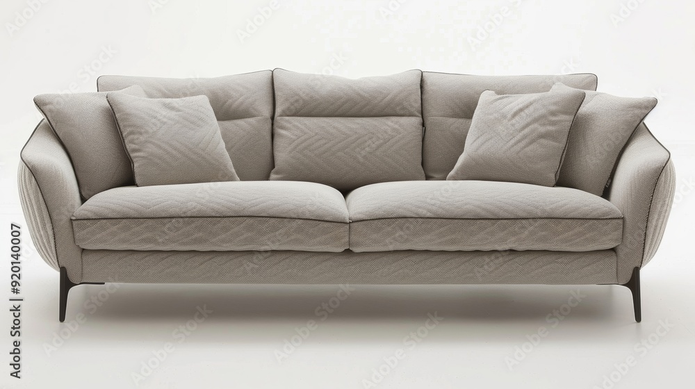 Poster a modern and sleek sofa covered in a soft and subtle raised chevron design creating a contemporary a