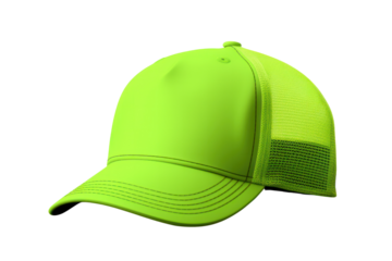 Reflective green baseball cap isolated on white background.