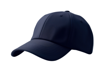 Navy blue baseball cap isolated on white background.