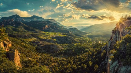 Fototapeta premium Mountain Sunset Panorama