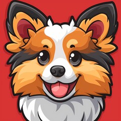 Obraz premium Cute cartoon corgi dog with a happy expression and vibrant colors.