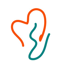 Orange blue squiggle lines decoration 