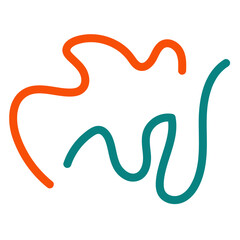 Orange blue squiggle lines decoration 