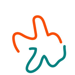 Orange blue squiggle lines decoration 