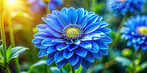 Vibrant blue flower blooming in a garden , nature, floral, bloom, vibrant, blue, garden, plant, petal, beauty, spring, fresh