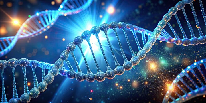 Dynamic double helix DNA in luminous cytoplasm, showcasing genetic traits and structure, DNA, double helix, dynamic
