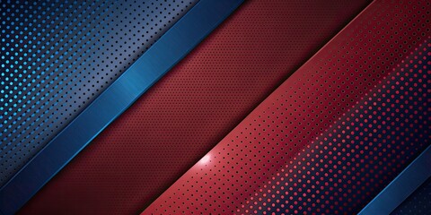 Stylish background with dark red and blue gradients, intersecting diagonal lines, and dotted texture, stylish