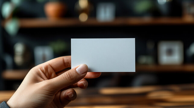 blank white business card set against a neutral background. The card's simplicity and clean design make it perfect for showcasing logos, branding, or personalized text