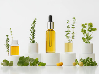ハーブオイル、アロマオイルのモックアップ。Generative AI