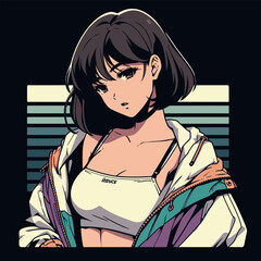 Obraz premium lofi nostalgia, anime girl 90's aesthetics