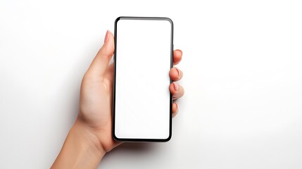 Hand Holding Smartphone with Blank Screen