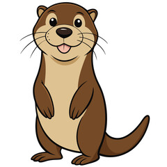 Cartoon otter standing up and looking up vector art