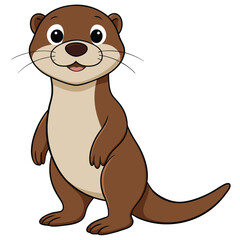 Cartoon otter standing up and looking up vector art