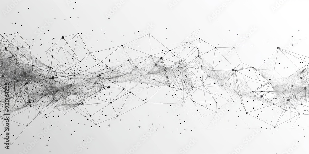 Poster an abstract representation of a network with nodes connected by lines, showcasing complexity and str