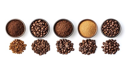 Coffee Beans, Ground Coffee, and Brown Sugar