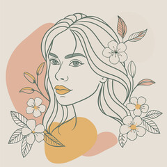 A drawing of a woman with a rose in her hair