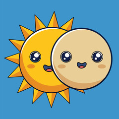 Obraz premium Cute postcard with sun and moon vector illustration