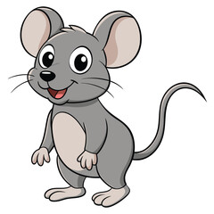 A cartoon drawing of a rat or mouse and a white background