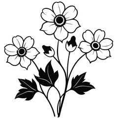 Vector hand drawn simple flower outline artwork