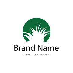 Obraz premium Farm illustration green grass logo design simple natural grass vector template