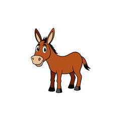 mule isolated on white, mule vector illustration, animal vector art, mule silhouette, pet vector icon, donkey cartoon line art, eps