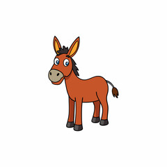 mule isolated on white, mule vector illustration, animal vector art, mule silhouette, pet vector icon, donkey cartoon line art, eps